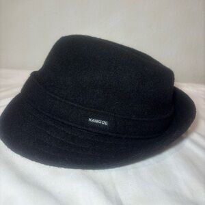 Kangol Blue Label Black Wool Blend Gaffer Trilby Hat Large